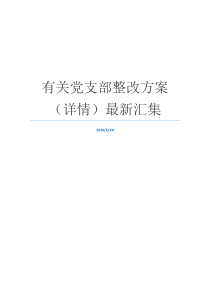 有关党支部整改方案（详情）最新汇集