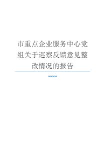 市重点企业服务中心党组关于巡察反馈意见整改情况的报告