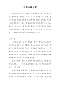 公司心得5篇