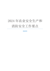 2024年农业安全生产和消防安全工作要点