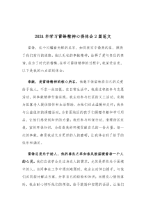 2024年学习雷锋精神心得体会2篇范文