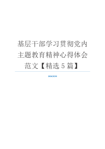 基层干部学习贯彻党内主题教育精神心得体会范文【精选5篇】