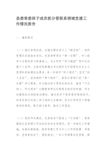 县委常委班子成员抓分管联系领域党建工作情况报告