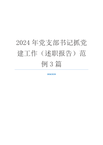 2024年党支部书记抓党建工作（述职报告）范例3篇