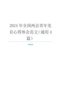 2024年全国两会青年党员心得体会范文（通用4篇）