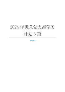 2024年机关党支部学习计划3篇