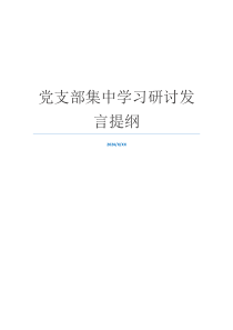 党支部集中学习研讨发言提纲