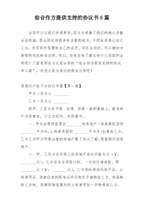 给合作方提供支持的协议书5篇