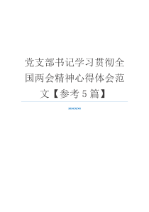 党支部书记学习贯彻全国两会精神心得体会范文【参考5篇】