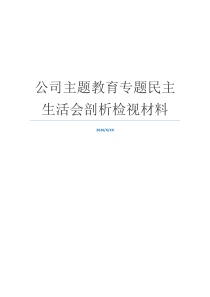 公司主题教育专题民主生活会剖析检视材料