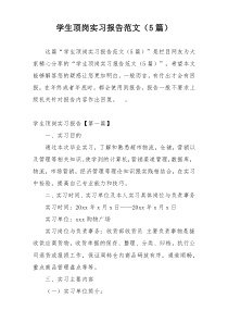 学生顶岗实习报告范文（5篇）