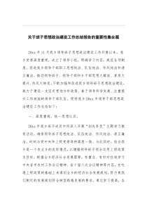 关于班子思想政治建设工作总结报告的重要性集合篇