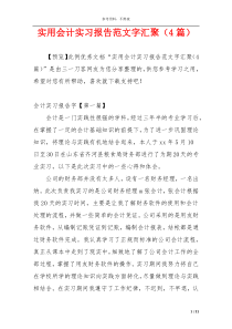 实用会计实习报告范文字汇聚（4篇）