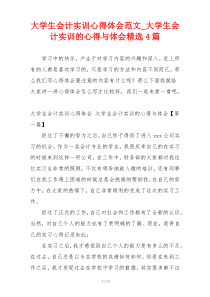 大学生会计实训心得体会范文_大学生会计实训的心得与体会精选4篇