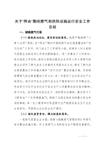 关于“两会”期间燃气和供热设施运行安全工作总结