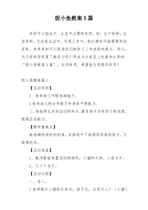 捉小鱼教案5篇