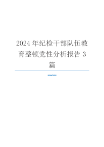 2024年纪检干部队伍教育整顿党性分析报告3篇