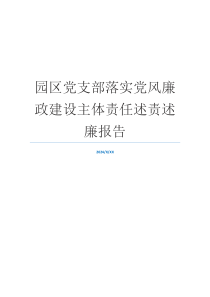 园区党支部落实党风廉政建设主体责任述责述廉报告