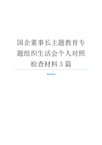 国企董事长主题教育专题组织生活会个人对照检查材料3篇