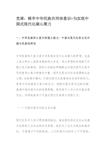 党课：铸牢中华民族共同体意识+为实现中国式现代化凝心聚力