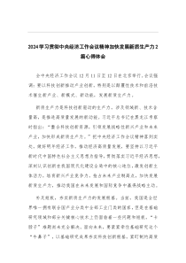 2024学习贯彻中央经济工作会议精神加快发展新质生产力2篇心得体会