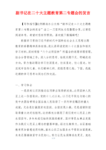 副书记在二十大主题教育第二专题会的发言