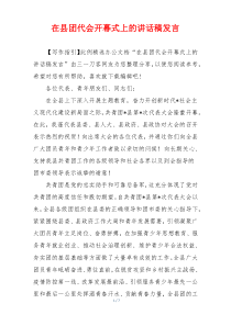 在县团代会开幕式上的讲话稿发言