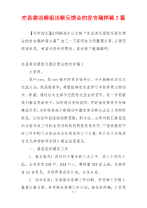 在县委巡察组巡察反馈会的发言稿样稿3篇