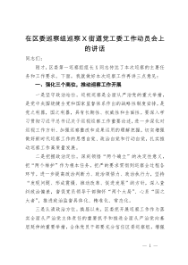 在区委巡察组巡察X街道党工委工作动员会上的讲话