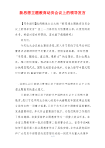 新思想主题教育动员会议上的领导发言