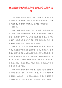 在县委办公室年度工作总结范文会上的讲话稿_1