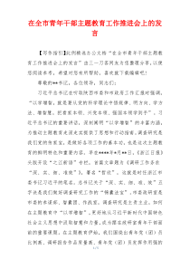 在全市青年干部主题教育工作推进会上的发言