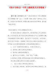 《我在马路边》中班主题教案及反思精编3篇