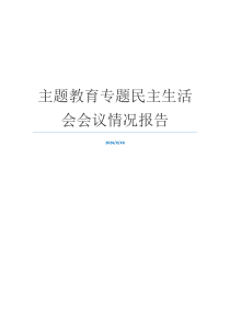 主题教育专题民主生活会会议情况报告