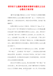 领导班子主题教育暨教育整顿专题民主生活会整改方案详情