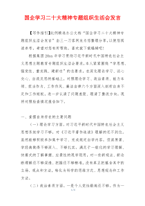 国企学习二十大精神专题组织生活会发言