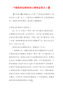 干部政治纪律培训心得体会范文3篇