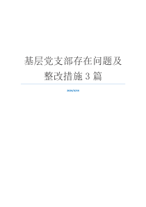 基层党支部存在问题及整改措施3篇