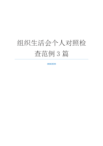 组织生活会个人对照检查范例3篇