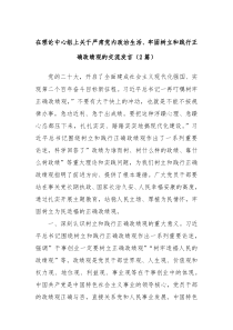 (领导发言)在理论中心组上关于严肃党内政治生活牢固树立和践行正确政绩观的交流发言2篇