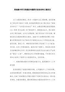 党组集中学习党建设专题研讨发言材料三篇范文