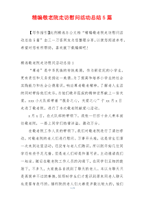 精编敬老院走访慰问活动总结5篇