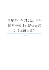 青年学生学习2024年全国两会精神心得体会范文【实用5篇】