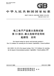 GBT 5169.33-2023 电工电子产品着火危险试验 第33部分： 着火危险评定导则 起燃性 