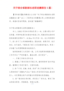 关于综合部副部长述职述廉报告3篇