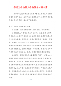 春运工作动员大会的发言材料5篇