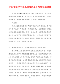 在创文巩卫工作小组推进会上的发言稿样稿