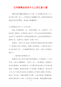 公司销售业务员个人工作汇报5篇