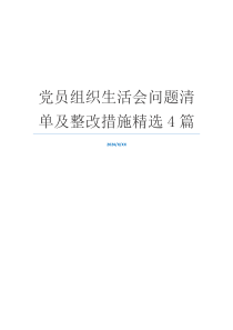 党员组织生活会问题清单及整改措施精选4篇