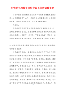 在党委主题教育总结会议上的讲话稿提纲